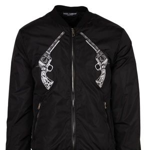 Dolce & Gabbana BLack Pistol Embroidered Bomber